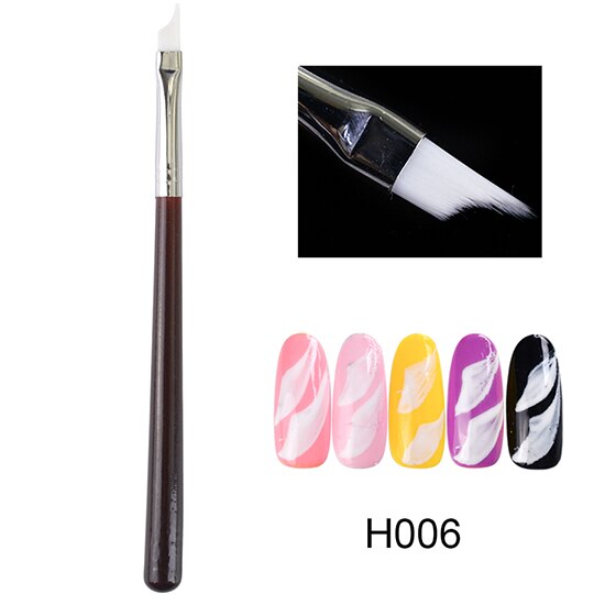 1 pinceau nail art pour peinture, dessin, vernis, poudre, fleur, dégradé, gel uv, dessin, nail art, manucure, poignée trh 001-008: H006