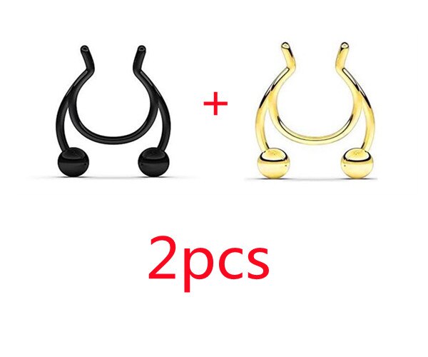 1Pcs Nose Ring Neus Clip Rvs Neustussenschot Valse Neus Ring Piercing Sieraden: A4-2pcs