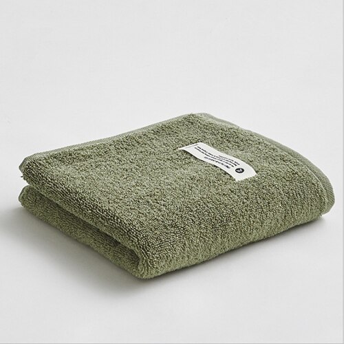 Serviette peignée 100% coton pour adulte, lavage du visage, simple et pur: green