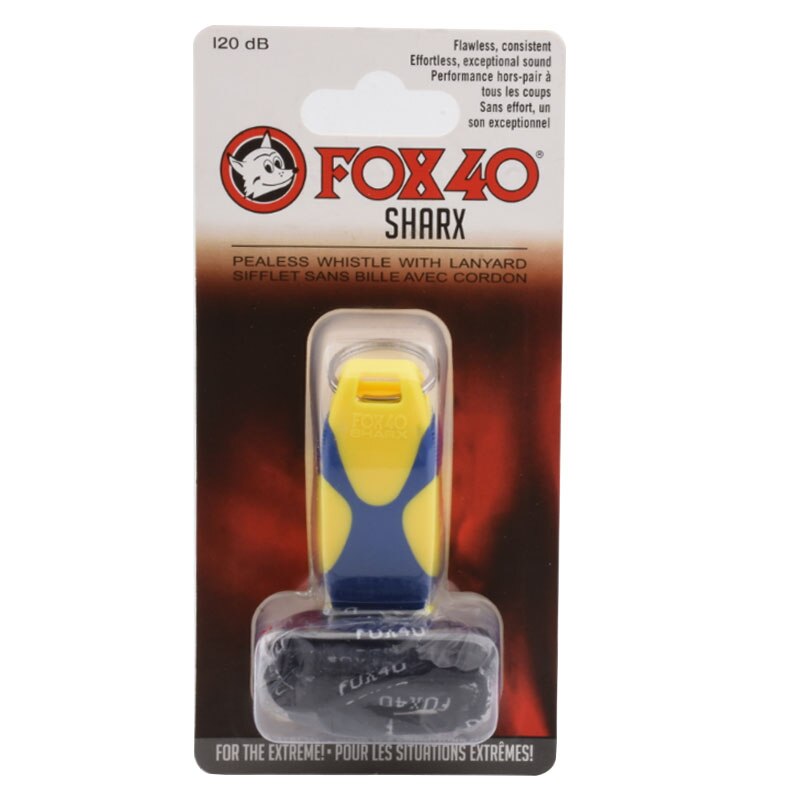 Colorato Fox 40 SHARX Fischietti Con La Cordicella In Nero Imballaggio Della Bolla: yellow blue