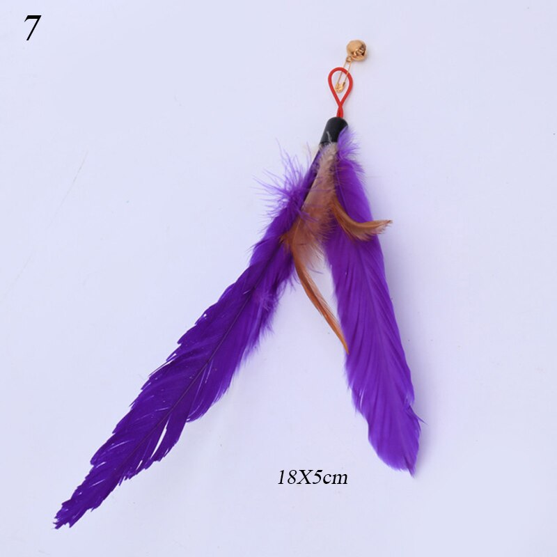 L40 cute cat toys 1pc cat feather toys, kitten interactive teaser bell feather stretch fishing rod play wand pets replacement head: 7