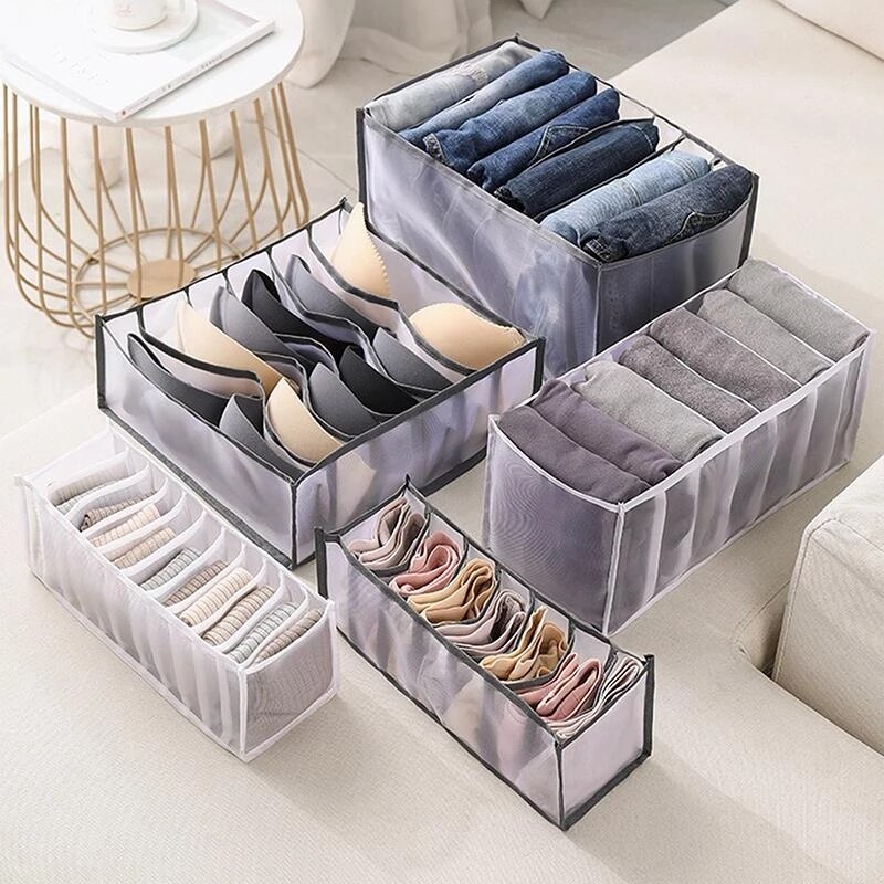 Organizador de cajones para ropa y pantalones, Caja de marco, cajón de ropa, bolsa de separación, armario para el hogar, Jeans, cajón transparente ordenado