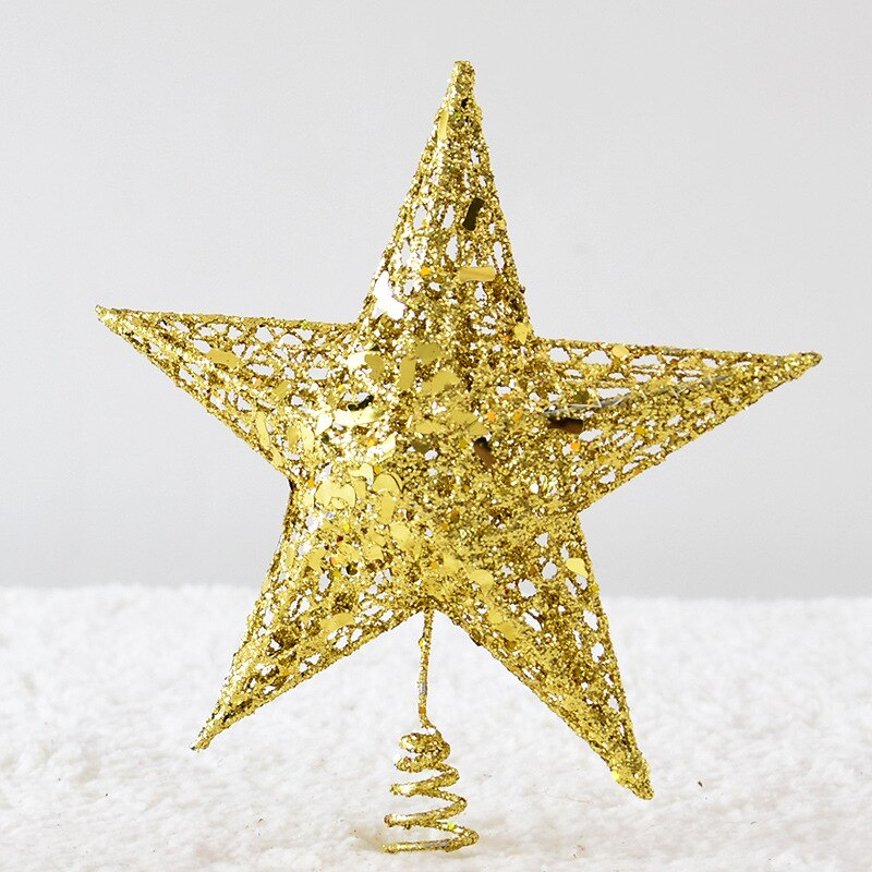 Décoration de sapin de noël en fer forgé, décoration scintillante, étoile à cinq branches: 20X25cm-gold