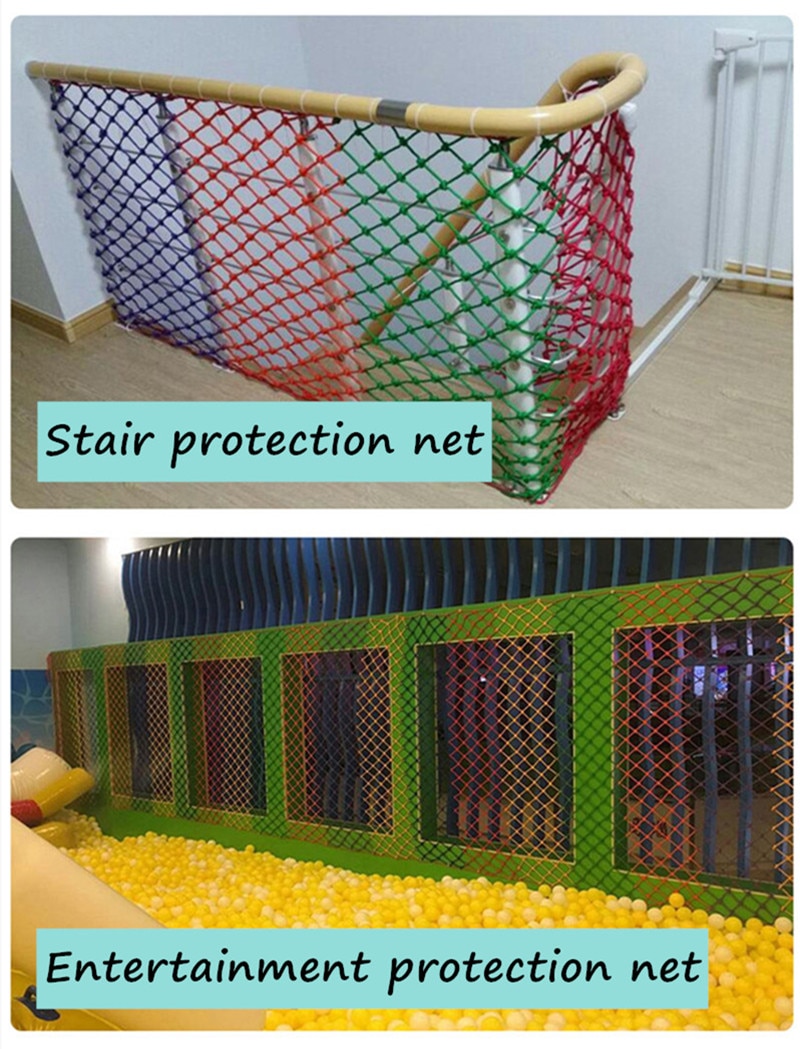 Colorful Nylon Rope Kindergarten Anti-fall Net Stairs Balcony Guardrail Child Safety Mesh Grid 6CM Protective net