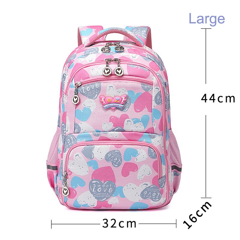 Dzieci 1-6 klasy szkolne plecaki dla dziewcząt z miłosnym nadrukiem wodoodporne torby robić szkoły podstawowej dzieci student plecak Mochila Escolar: duży niebieski różowy