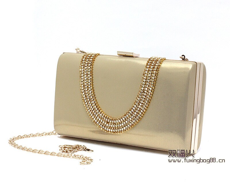 Vrouwen Avondtasje Luxe Zwart/Zilver Wedding Party Bag Diamond Rhinestone Koppelingen Crystal Bling Gold Clutch Bag PuWY139: Goud