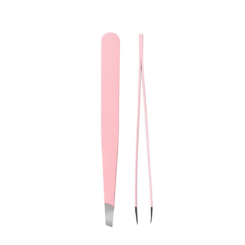 Pinzas profesionales para cejas, pinzas para cejas de Color rosa/Negro, Belleza del cabello, extractor inclinado, pinzas para cejas de acero inoxidable, herramienta de eliminación de maquillaje, 1 ud.
