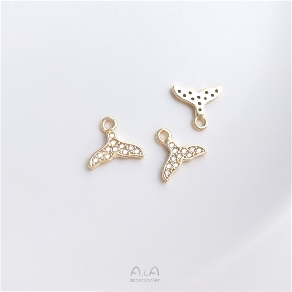 14K Vergulde Walvis Zeemeermin Staart Hanger Diy Hand Armband Sleutelbeen Ketting Oorbellen Hanger Accessoires: Silver Plated