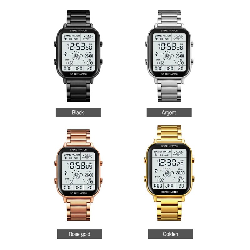 Skmei rücklicht Anzeige Sport pedo Meter Digital uhren herren stoppuhr Countdown armbanduhr kalender kalorien berechnungs uhr