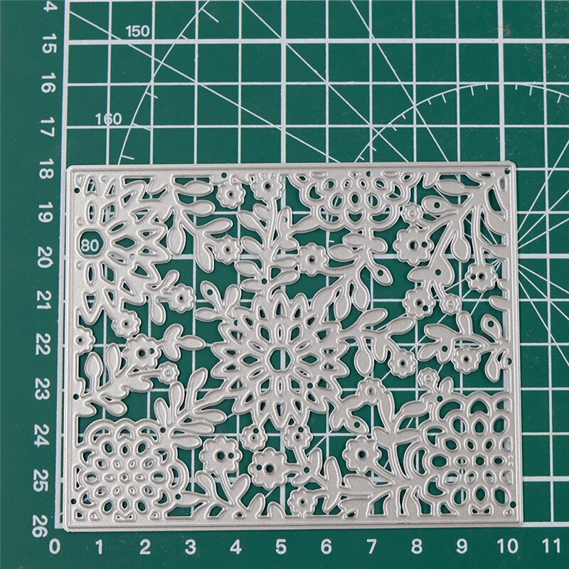 Kokorosa Floral Metal Cutting Dies for Scrapbooking Card Album Embossing Flower Background Frame Die Cut Template: 102x85mm