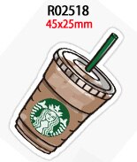 Popular Coffee Brand 30pcs/lot Acrylic Resins Cartoon Pattern Planar Resin Printed for DIY Decoration: R02518