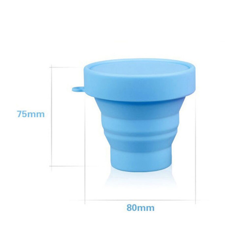 170Ml Opvouwbare Siliconen Cup Draagbare Siliconen Telescopische Drinken Inklapbare Thee Cup Multifunctionele Opvouwbare Silica Mok: Blue