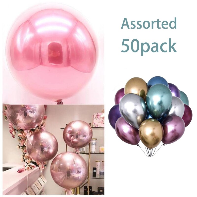 50 stuks metallic gekleurde chromen ballonnen 12 inch doorzichtige pastel ballon verjaardagsfeest bruiloft decoratie ballon - diverse