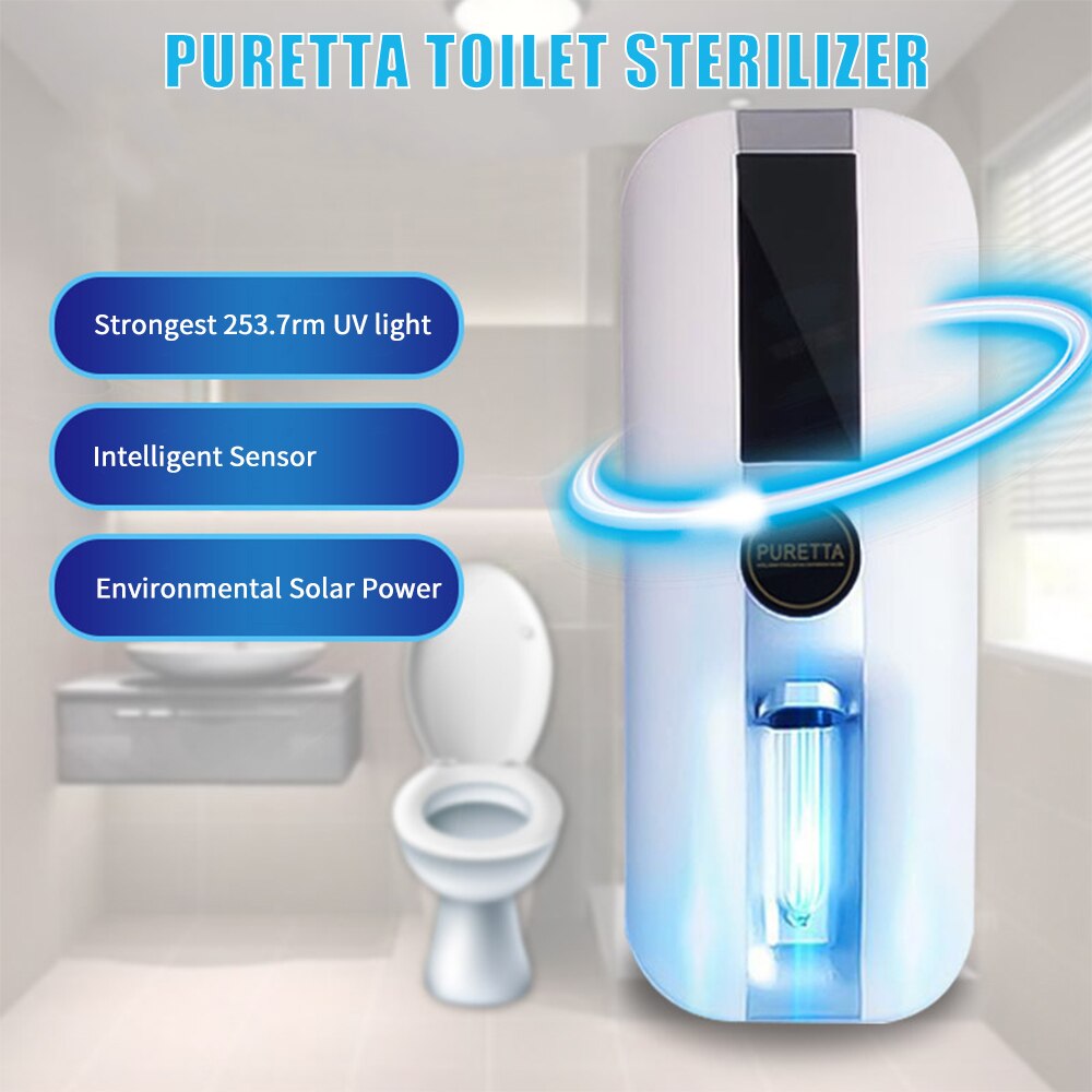 Intelligent Toilet Sterilizer UV Light Disinfection Rechargeable Solar Power Automatic Toilet Lid Sterilizer Bathroom Product