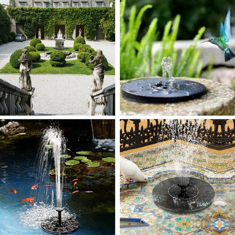 Mini Solar Water Fountain Pool Waterfall Fountain Garden Decoration Outdoor Bird Bath Solar Powered Floating Water Courtyard.