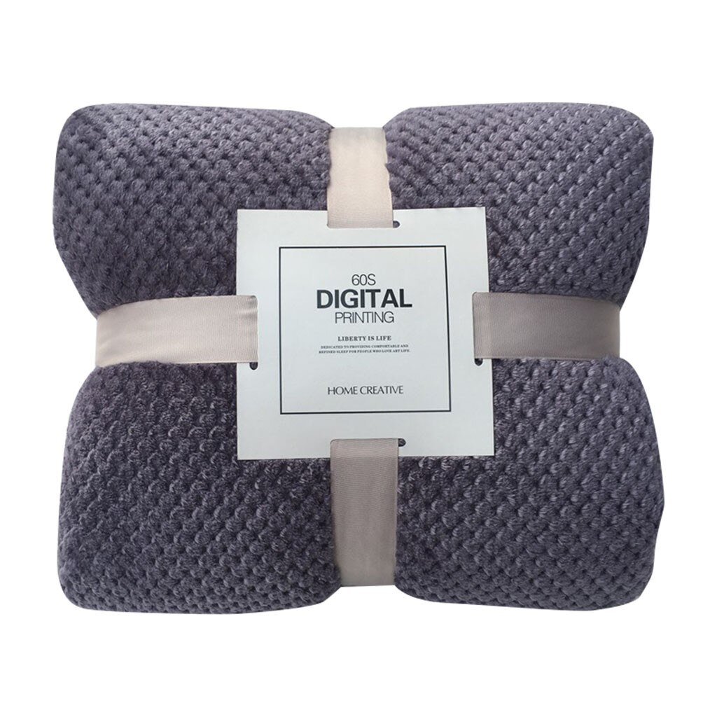 Home textile products Soft Warm Plaid Fleece Bed Blanket Large Mesh Flannel Blankets Thick Breathable для дома room decor: Purple  / M