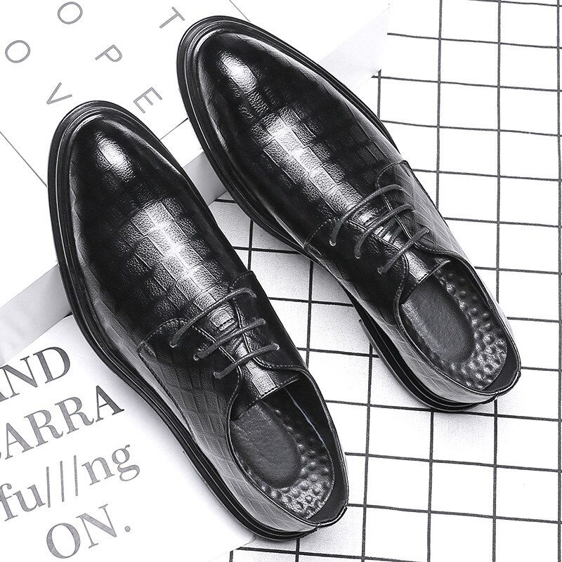 Leren schoenen heren brogues schoenen zachte pu zakelijke schoenen casual herenschoenen zwart bruin  ka2406