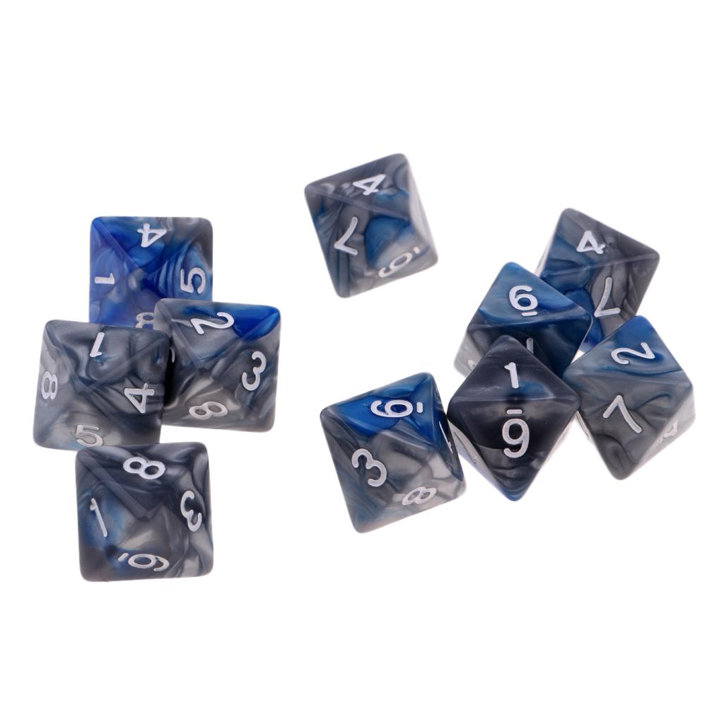 Set di dadi poliedrici da 10 pezzi Fantasy Dream Pearl Swirl dadi multi-faccia D8 per appassionati di DND RPG avventuriero