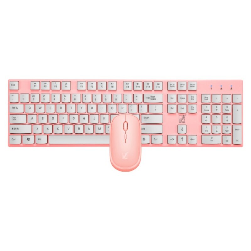 2.4G Wireless Keyboard And Mouse Combination, Waterproof, Compatible With Window XP, Vista, Win7, Win8, Win10: White