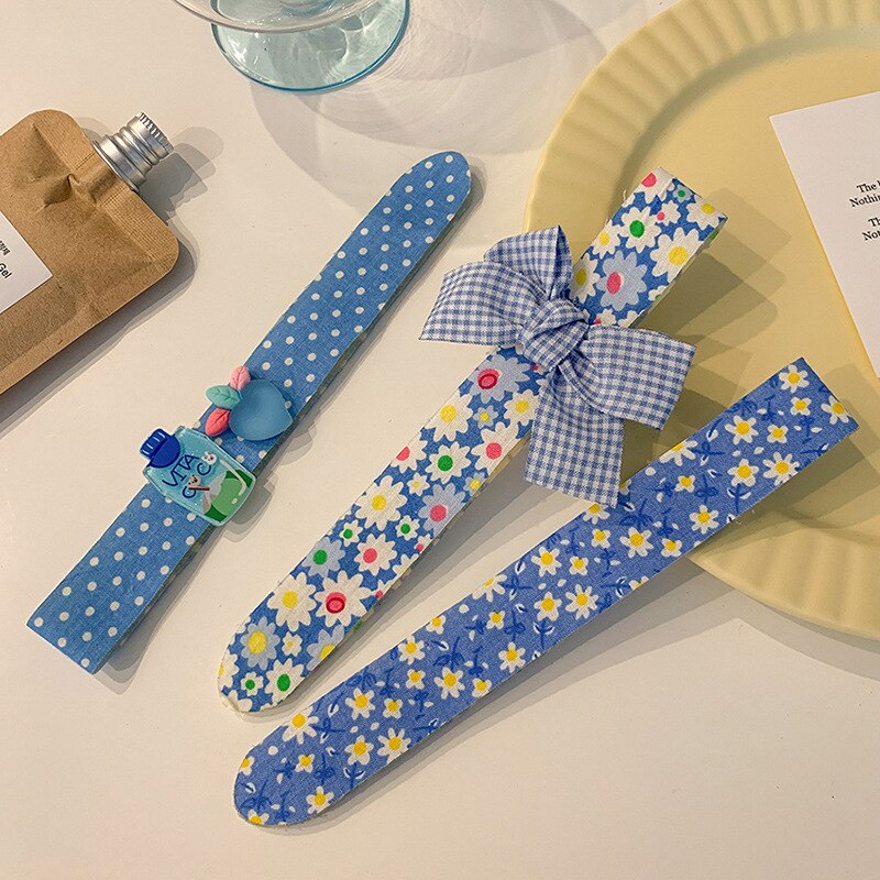 3Pcs Hook &amp; Loop Haarband Kinderen Zomer Pony Stickers Meisjes Gebroken Haar Hoofdbanden Meisjes Hoofdbanden Post Haaraccessoires: blue