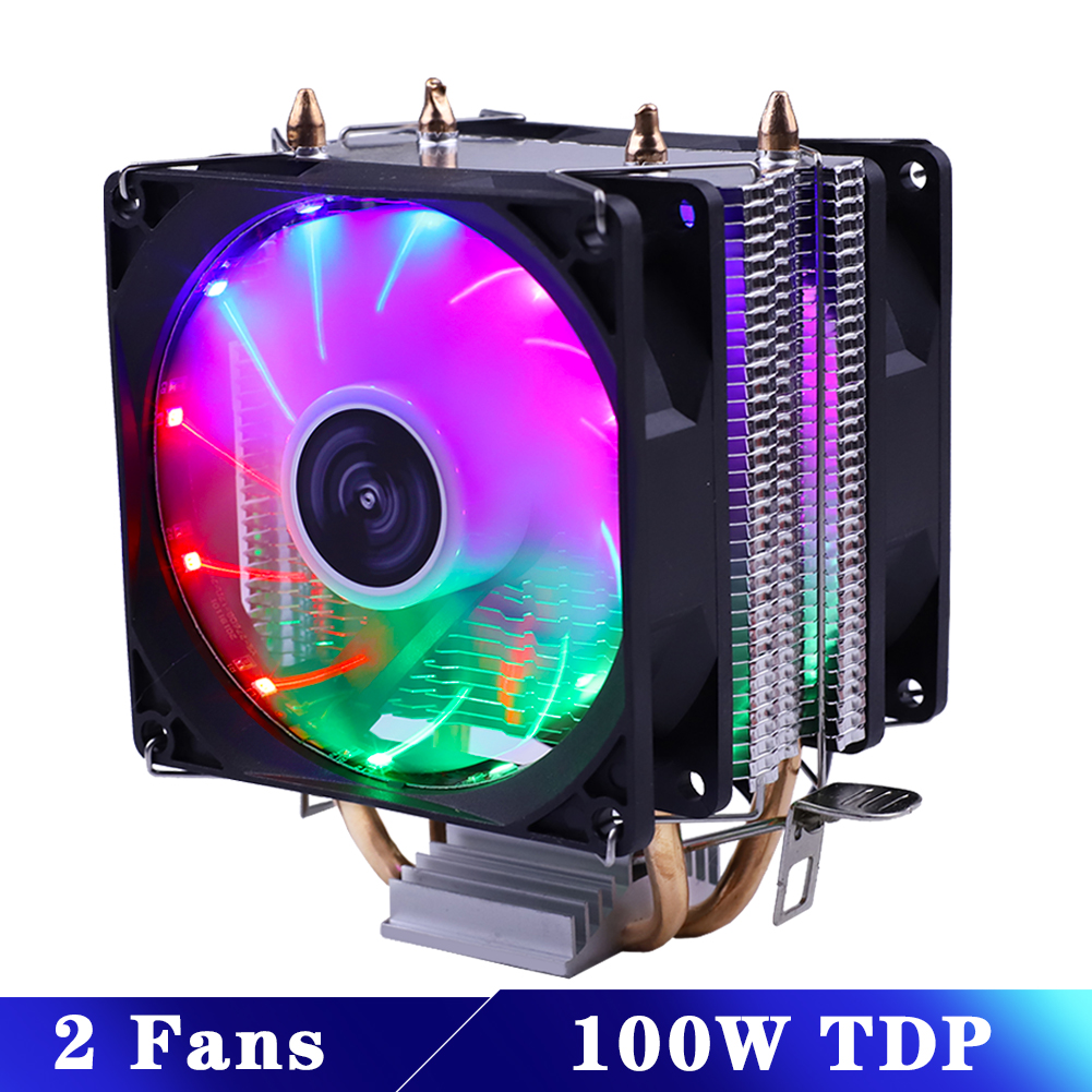 Efficient Cooling CPU Cooler Fan 3pin For Intel LGA 1150 1151 1155 1156 775 1200 AMD AM3 AM4 Quiet Ventilador Silent Radiator: Colorful 2FANS