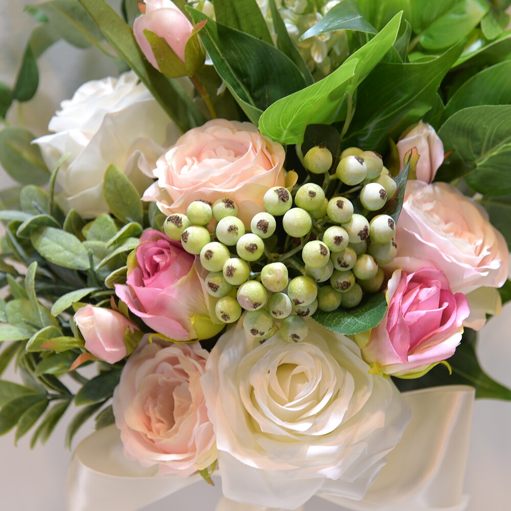 Roze Kunstmatige bruid Boeket Bruidsmeisje Boeket bruidsboeket boeket mariage ramo de novia Bruiloft bloem bruid bloem