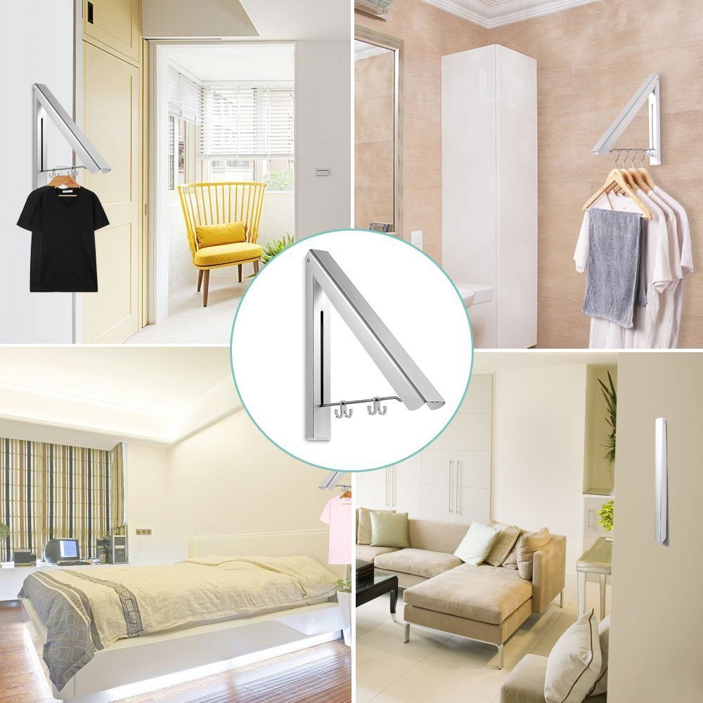 27Kg Wandmontage Kleding Airer Wassen Lijn Jas Shirt Droger Vouwen/Pull Out Muur Hanger Ruimtebesparend Kleding kast Opslag