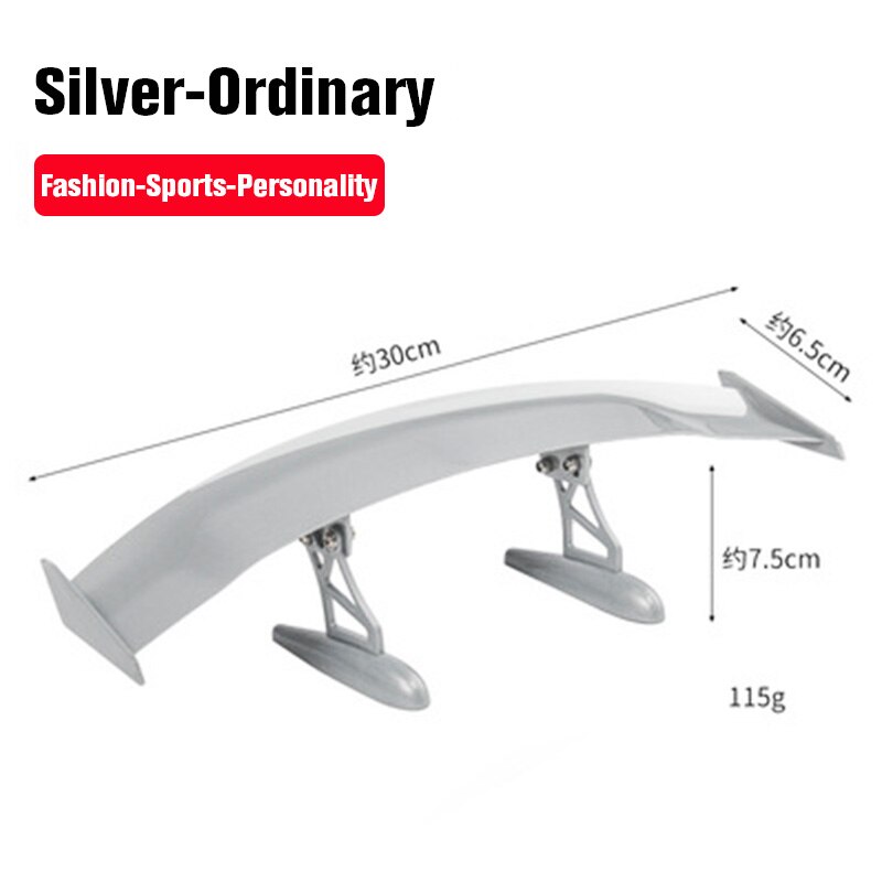 Universal Car Modified Rear Wing Carbon Fiber Painted Car Rear Spoiler Small Car Trunk Exterior Wing Parts Car Styling: Silver-Ordinary