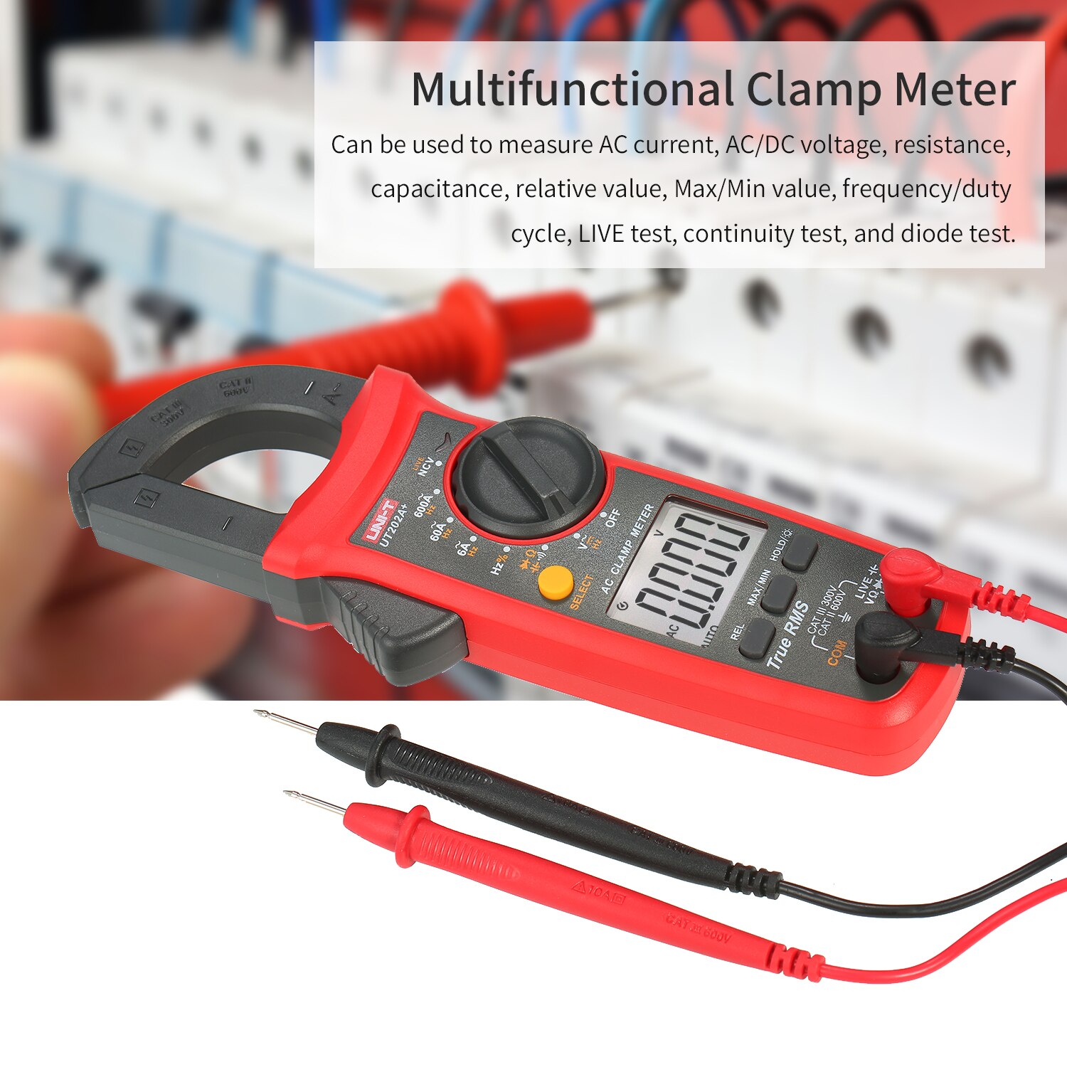 Uni-t  ut202a+ 6000 räknas digital klämmätare true rms multimeter klämmametrar spänningsmätare ncv test universal mätare testare