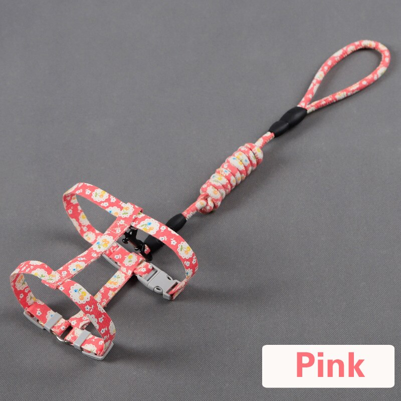 Cat Hand Holding Rope cat chain cat traction rope chest strap pet safe gentle leader come with me kitty harness bungee leash: pink / M 32-50cm chest