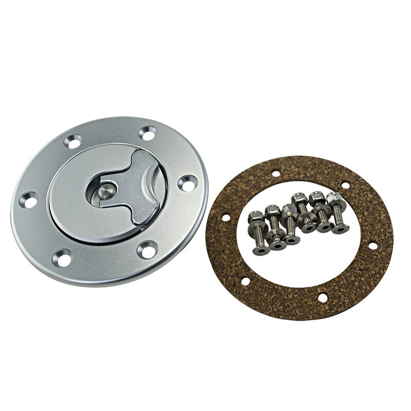 Aluminum Billet Fuel Surge Tank / Fuel Cell Cap Flush Mount 6 Bolt Mirror Polished Opening SLYXG01