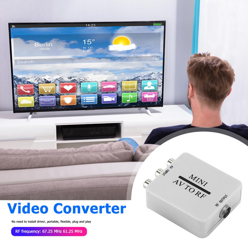 AV To RF Scaler TV Switcher Mini RCA AV CVSB to RF Video Adapter Converter HD Video Converter Box 67.25/61.25MHz