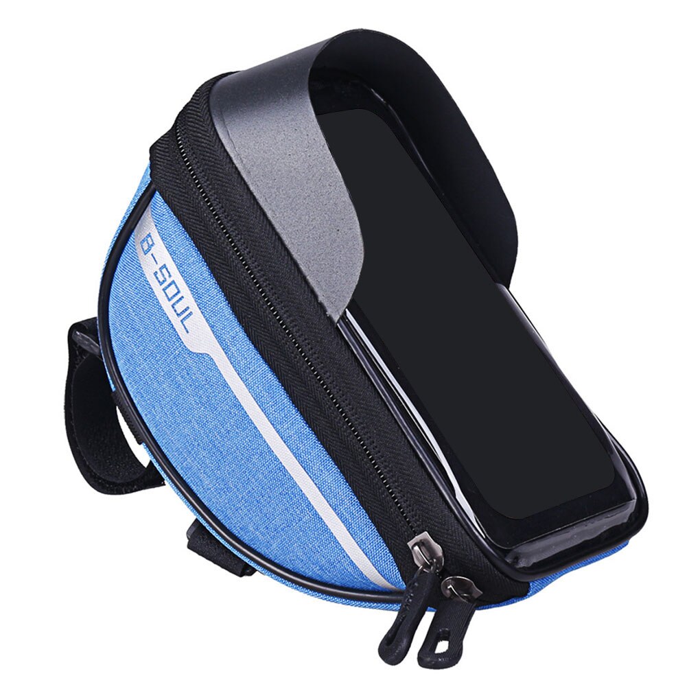 Fietsen Bag Fiets Head Tube Stuur Telefoon Tas Met Touch Screen Waterdichte Opknoping Opbergtas Mount Bike Gereedschap Tassen Case: Blue