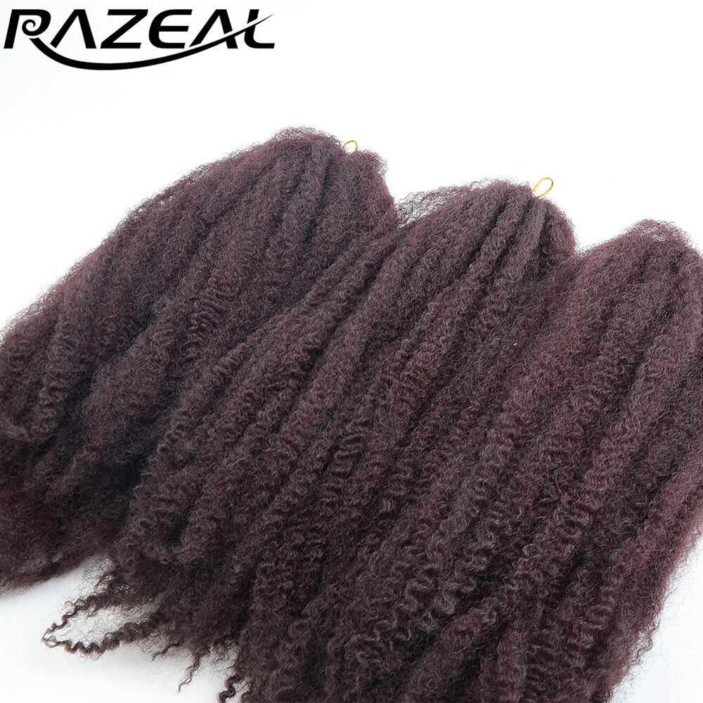 Razeal 4Packs 100g Synthetic Marley Braids Crochet Hair Afro Twist Braiding Hair Extensions High Temperature Fiber