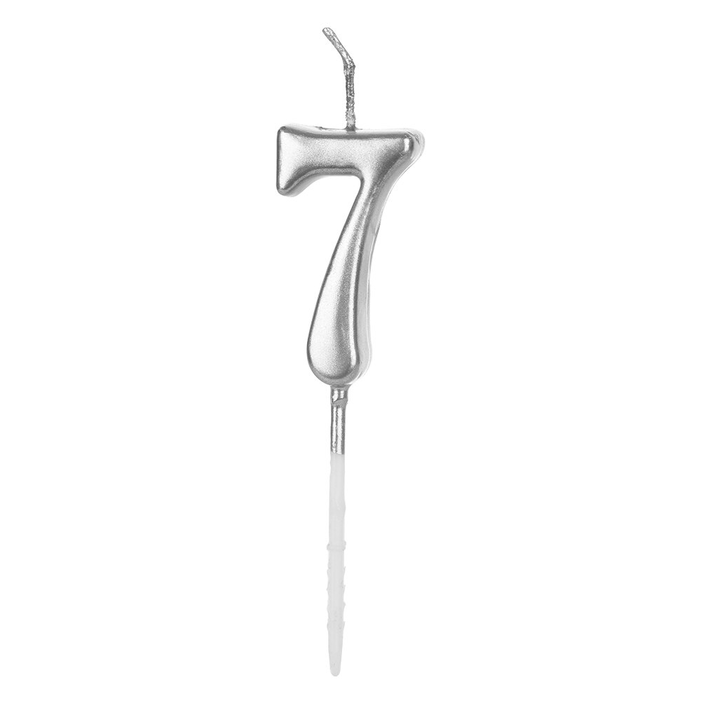 1 PC Gelukkige Verjaardag Nummer 0-9 Kaarsen Rose Gold Sliver Cake Topper Feestartikelen Cupcake Decor Cake topper: 7silver