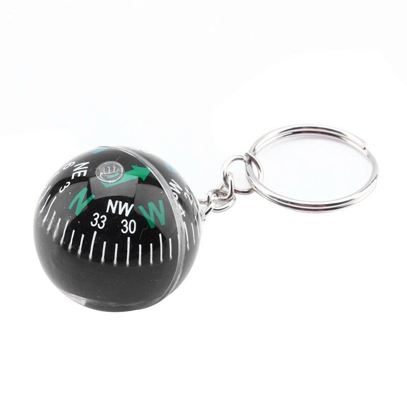 Outdoor Survival 28mm Ball Keychain Liquid Filled Compass Camping Hike Travel Lightweight Emergency In