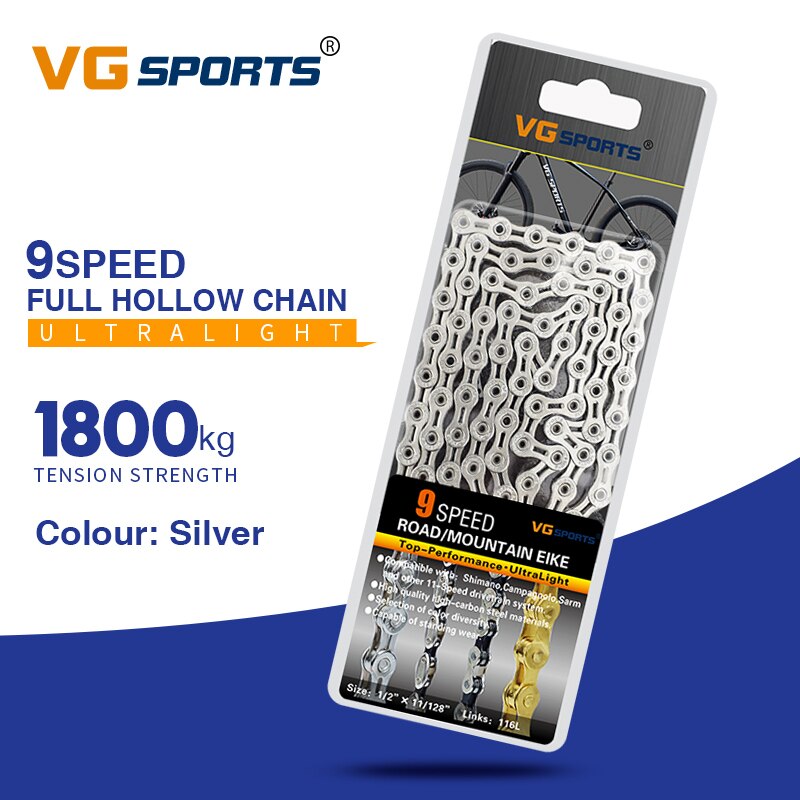 Vg Sport 8 9 10 11 Speed Bike Chain Accessoires Undefined Half Volledige Hollow 116L Zilver Goud Kleurrijke Mountain Mtb racefiets: 9s full holllow yin