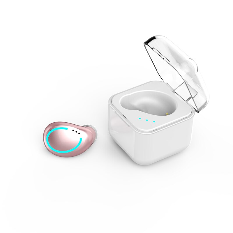 Single Ear Bluetooth Oortelefoon 5.0 In Oor Muziek Draadloze Oordopjes Sport Onzichtbare Oordopje Headset Een-Knop Stereo Oortelefoon: rose gold