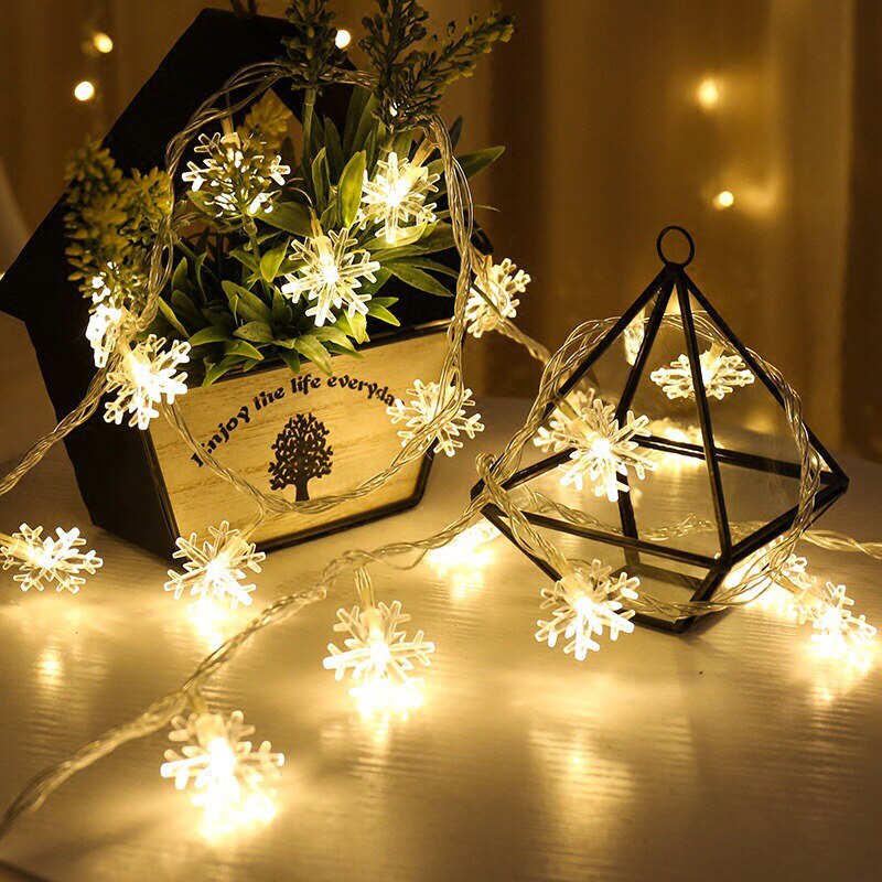 Christmas Decorations Lights Christmas Snowflake Led String Lights Snow Lights Christmas Tree Decorations: warm white / 3m 20 LED
