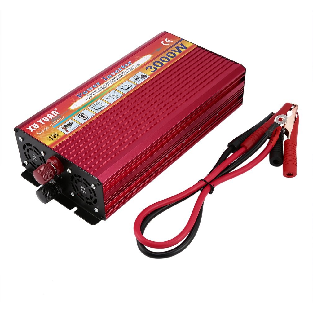 Professionele 3000W Omvormer Dc 12V Naar Ac 220V Met Led Lampje Fan Cooling Universele Aansluiting auto Converter