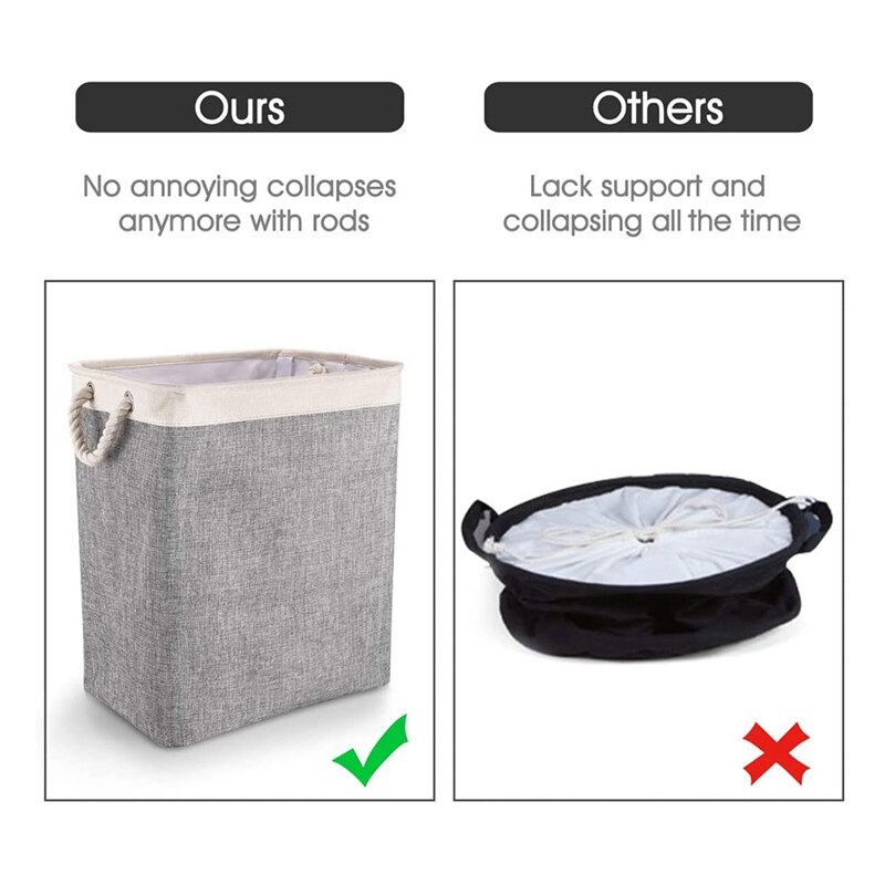 Laundry Baskets with Handles Collapsible Linen Hampers with Detachable Brackets Well-Holding Foldable Laundry Hamper