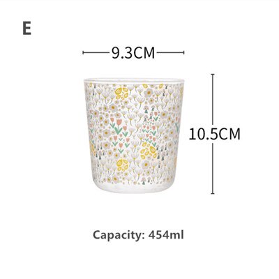 Cutelife ins nordisk vintage transparent kaffeglas kopp värmebeständig mjölksaft te kopp drinkware tryck hem bröllopsglasögon: E