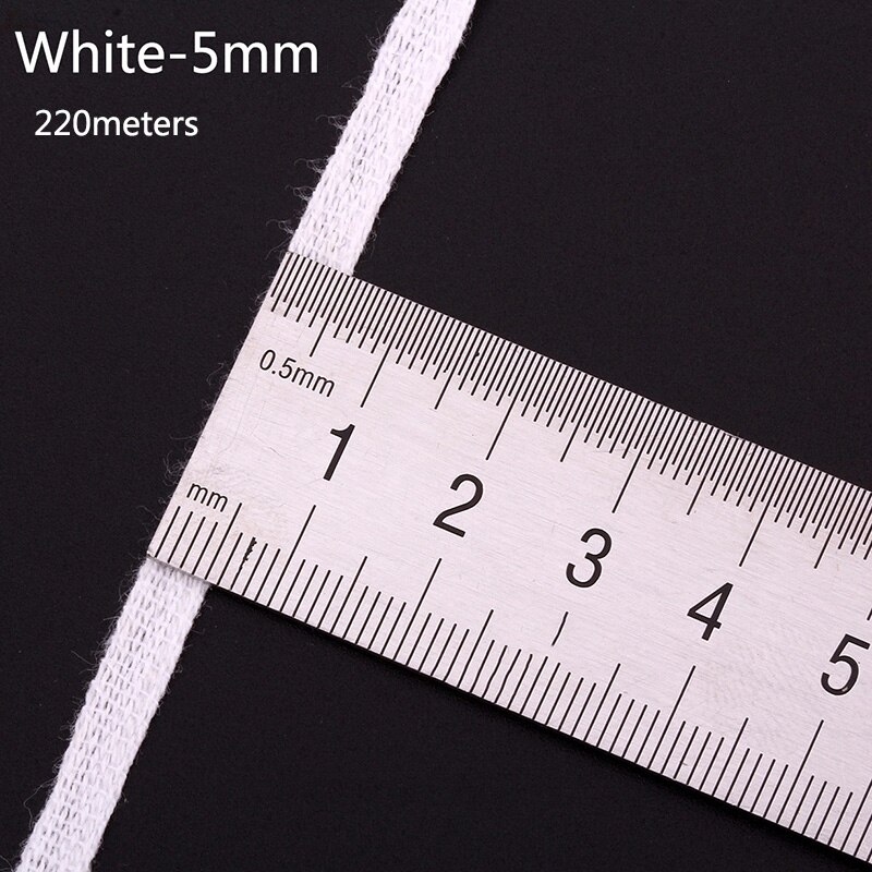 Meetee 220/280Meter 5Mm/7Mm 100% Geweven Katoen Voor Kleding Gaas Tas Riem Tape Lint diy Kleding Naaien Accessoires RD046: White-5mm-220M