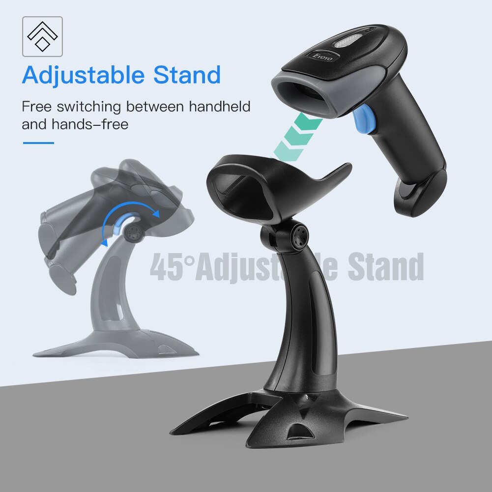 Eyoyo 1D 2D Wireless Barcode Scanner USB Wired Cordless Rechargeable Scanner for Inventory Management,Handheld Bar Code Reader