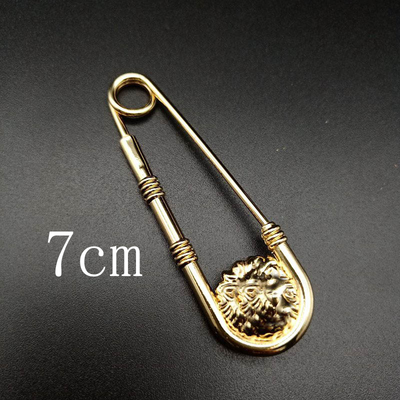 Broche de aleación con doble cabeza de león para hombre y mujer, alfileres de seguridad DIY, artefacto de cierre de cintura, traje, chaqueta, joyería decorativa, 3 uds.: Color amarillo dorado claro