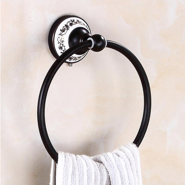 Toallero de porcelana cepillada antigua para baño, soporte de toalla de porcelana negra, accesorio de baño: 803O