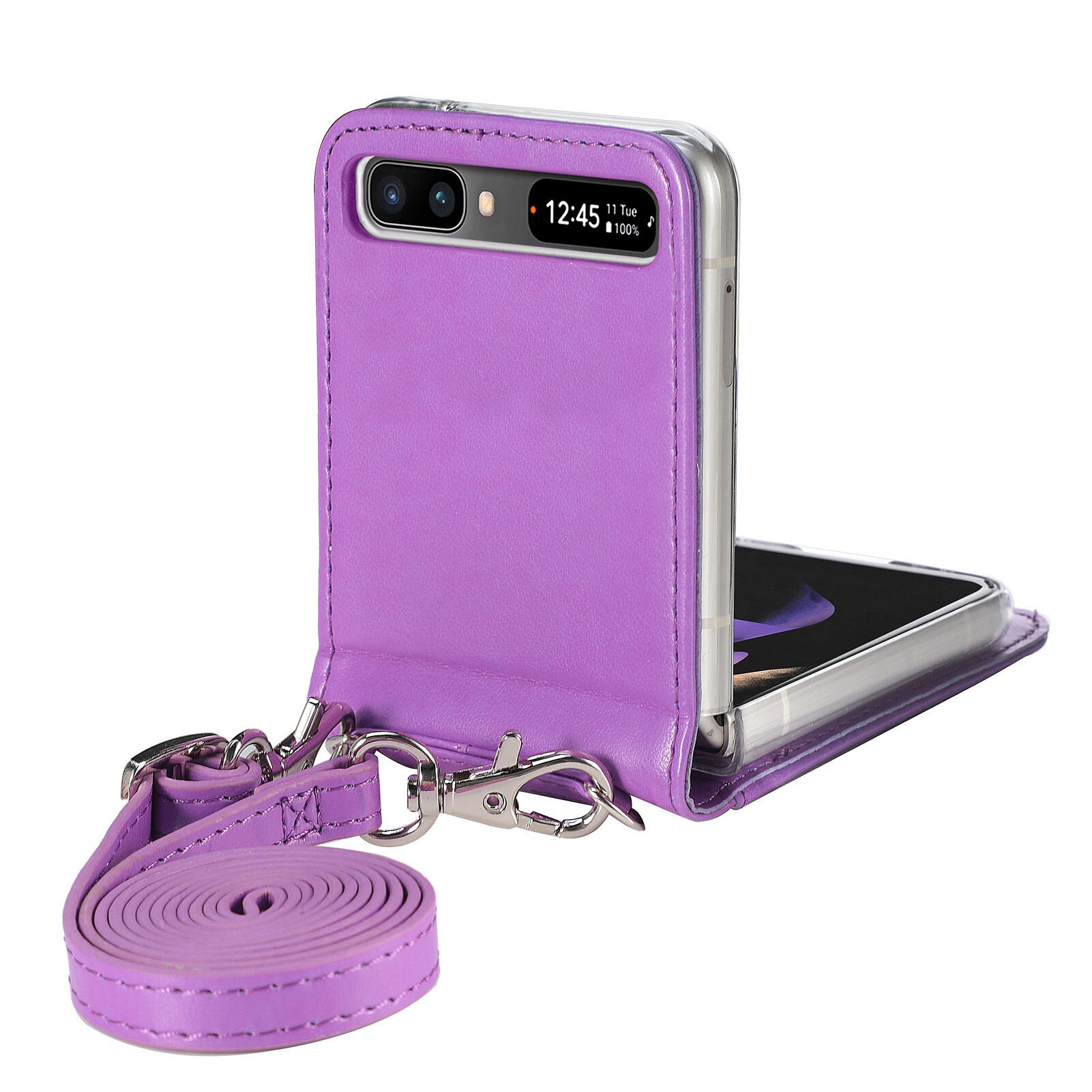 Mode Kaarthouder Flip Wallet Case Voor Samsung Galaxy Z Flip 3 5G Flip3 Bescherming Mobiele Telefoon Zak cover: for Galaxy Z Flip3 / Paars