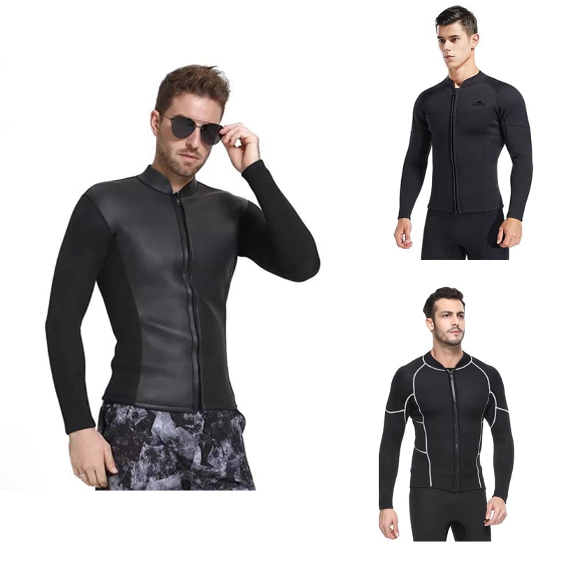 Smart-Chaqueta de neopreno de 3MM para hombre, trajes de buceo, Tops de natación, manga larga, protector de buceo