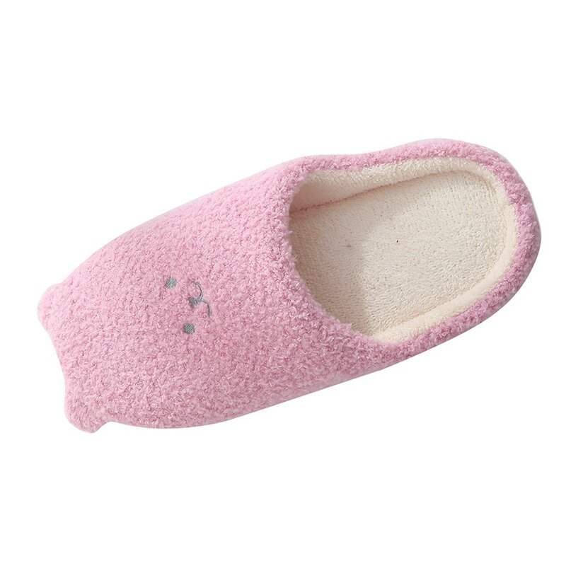 Vrouwen Leuke Cartoon Beer Slippers Winter Warm Flock Slaapkamer Slipper Indoor Platte Schoenen Zachte Pluche Slippers Zapatos De Mujer FN55: purple / 35.5