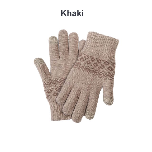Originale xiaomi fo touch screen handsker finger touch screen handsker vinter varm uld til til iphone 11 pro til xiaomi telefon gaming: Khaki